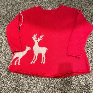 J. Jill Festive Red Sweater with White Deer Motif